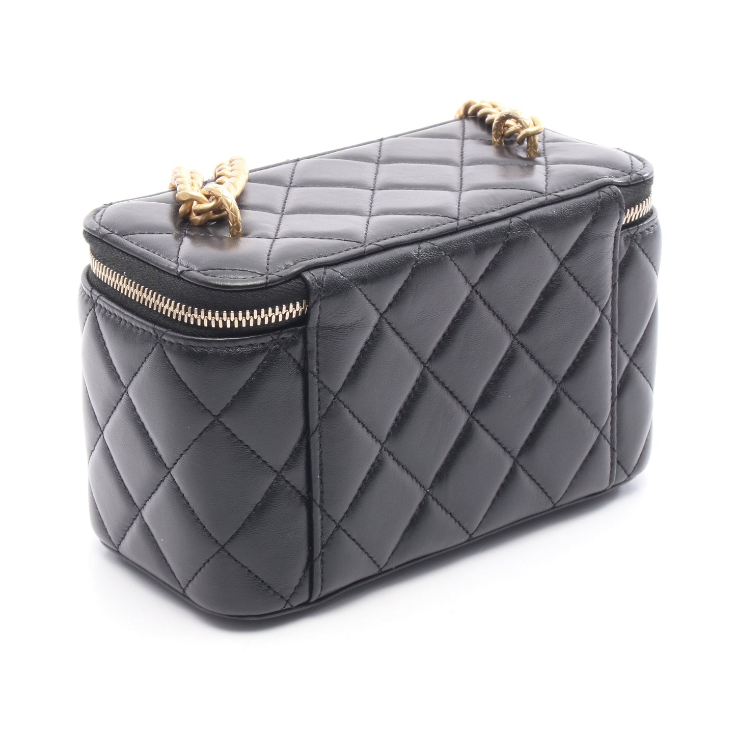 マトラッセ バニティ チェーンショルダーバッグ ラムスキン ブラック ゴールド金具 シャネル バッグ CHANEL