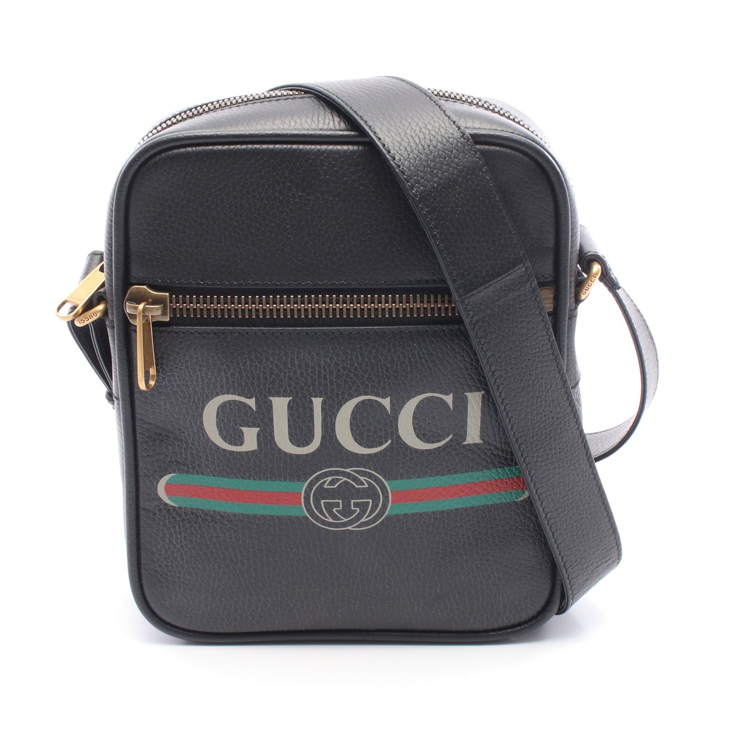グッチプリント ショルダーバッグ レザー ブラック マルチカラー グッチ バッグ GUCCI