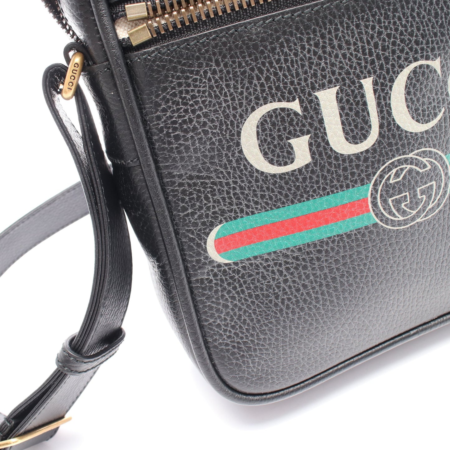 グッチプリント ショルダーバッグ レザー ブラック マルチカラー グッチ バッグ GUCCI