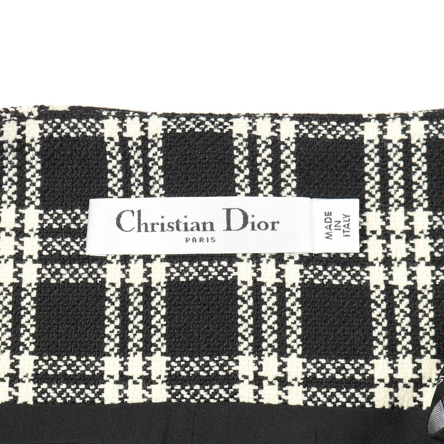 スカート チェック柄 ウール ブラック ホワイト ボックスプリーツ 台形 クリスチャンディオール ボトムス Christian Dior