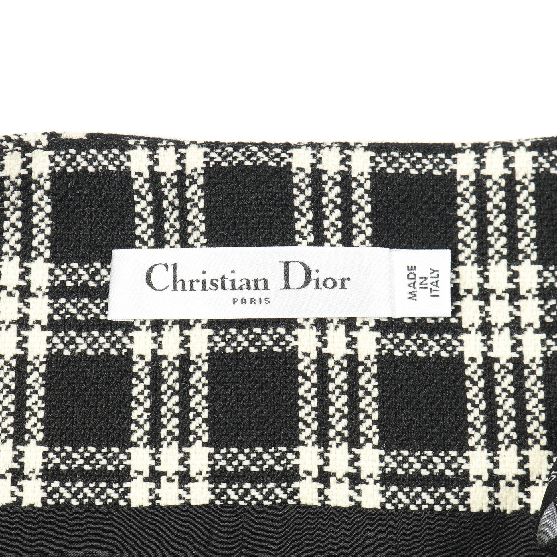 スカート チェック柄 ウール ブラック ホワイト ボックスプリーツ 台形 クリスチャンディオール ボトムス Christian Dior