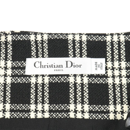スカート チェック柄 ウール ブラック ホワイト ボックスプリーツ 台形 クリスチャンディオール ボトムス Christian Dior