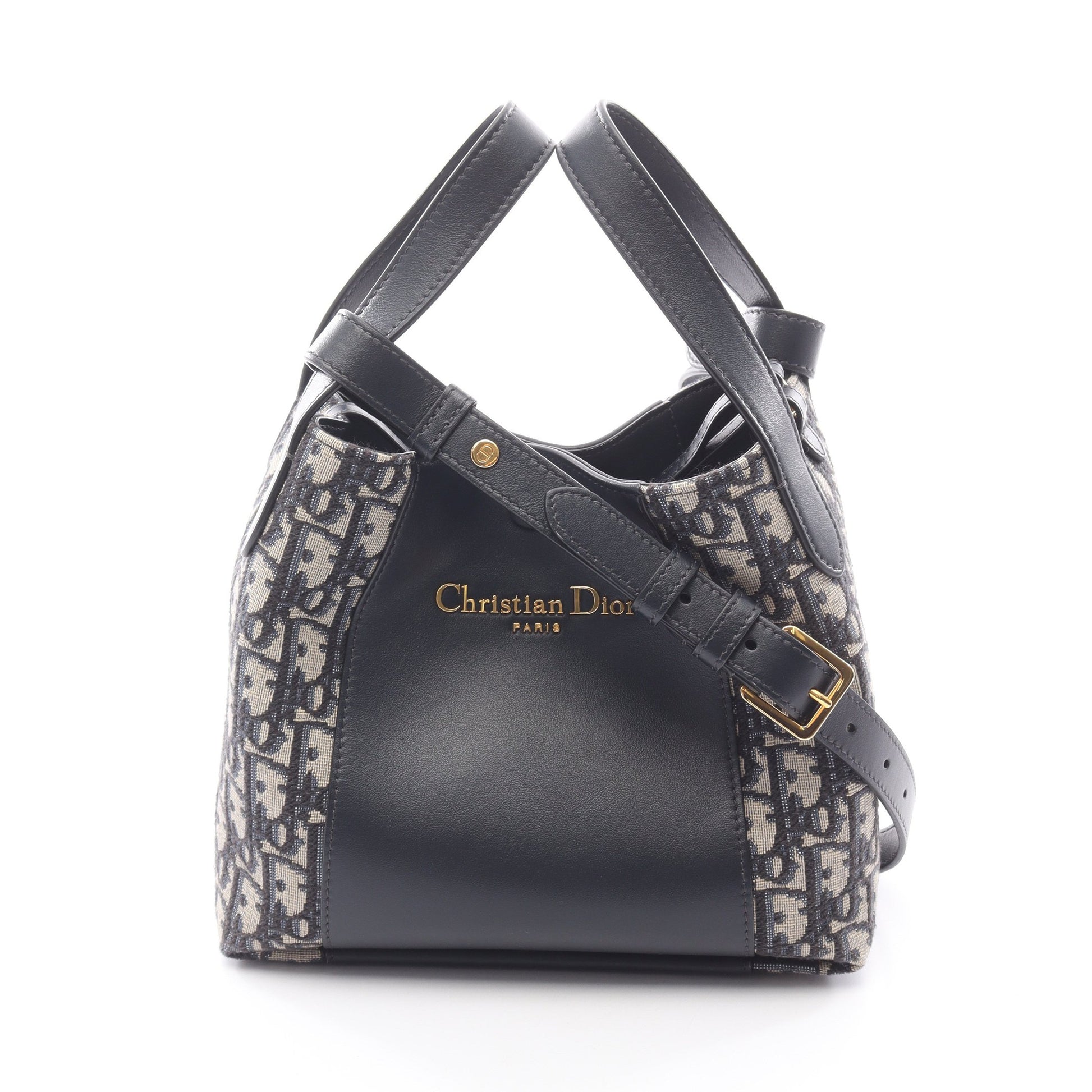 Signature バケットバッグ スモール オブリーク ジャカード ハンドバッグ キャンバス レザー ネイビー ベージュ ブラック 2WAY クリスチャンディオール バッグ Christian Dior