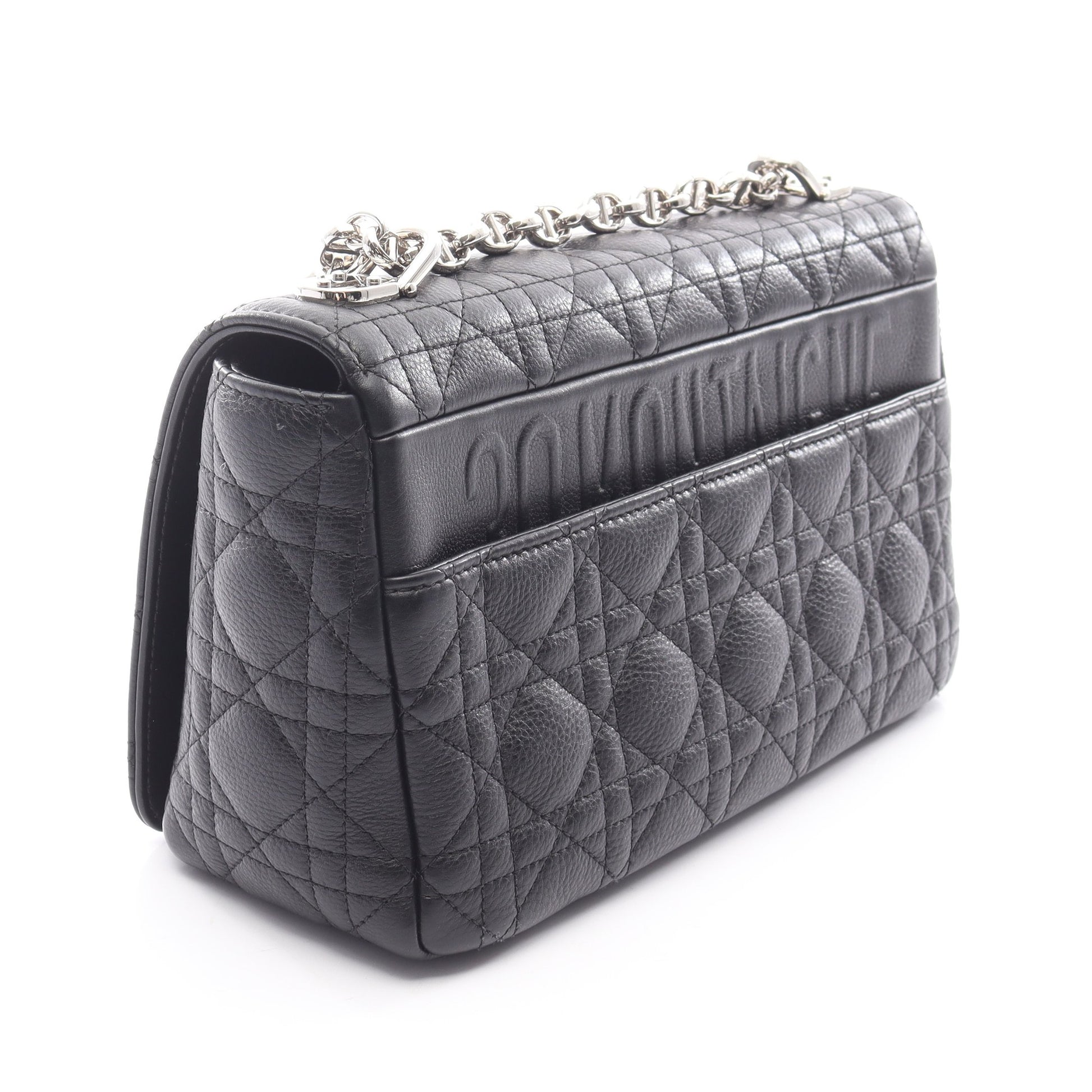 CARO カロ ミディアム カナージュ チェーンショルダーバッグ レザー ブラック クリスチャンディオール バッグ Christian Dior