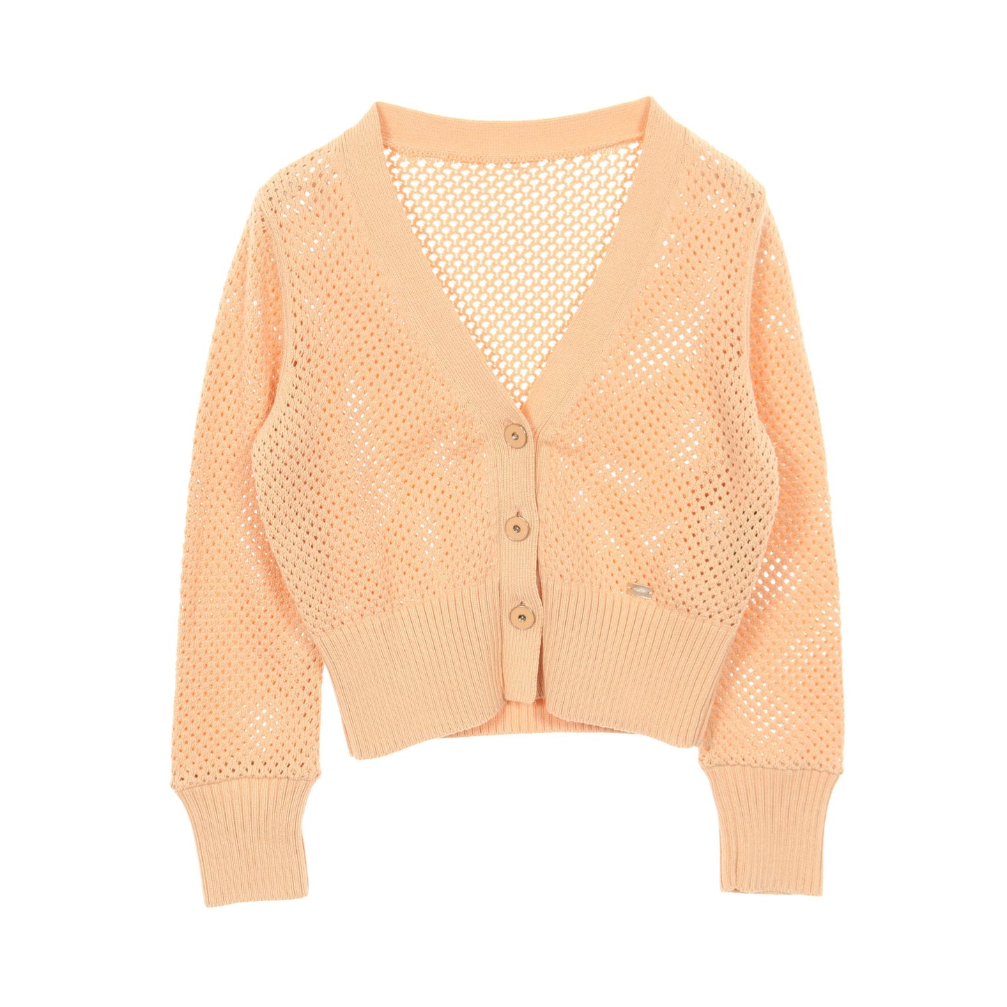 エリス クロップド カーディガン Vネック コットン シルク ライトオレンジ メッシュ フォクシー トップス FOXEY