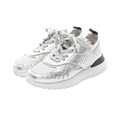 スニーカー パンチング レザー シルバー ブラック トッズ シューズ TOD'S