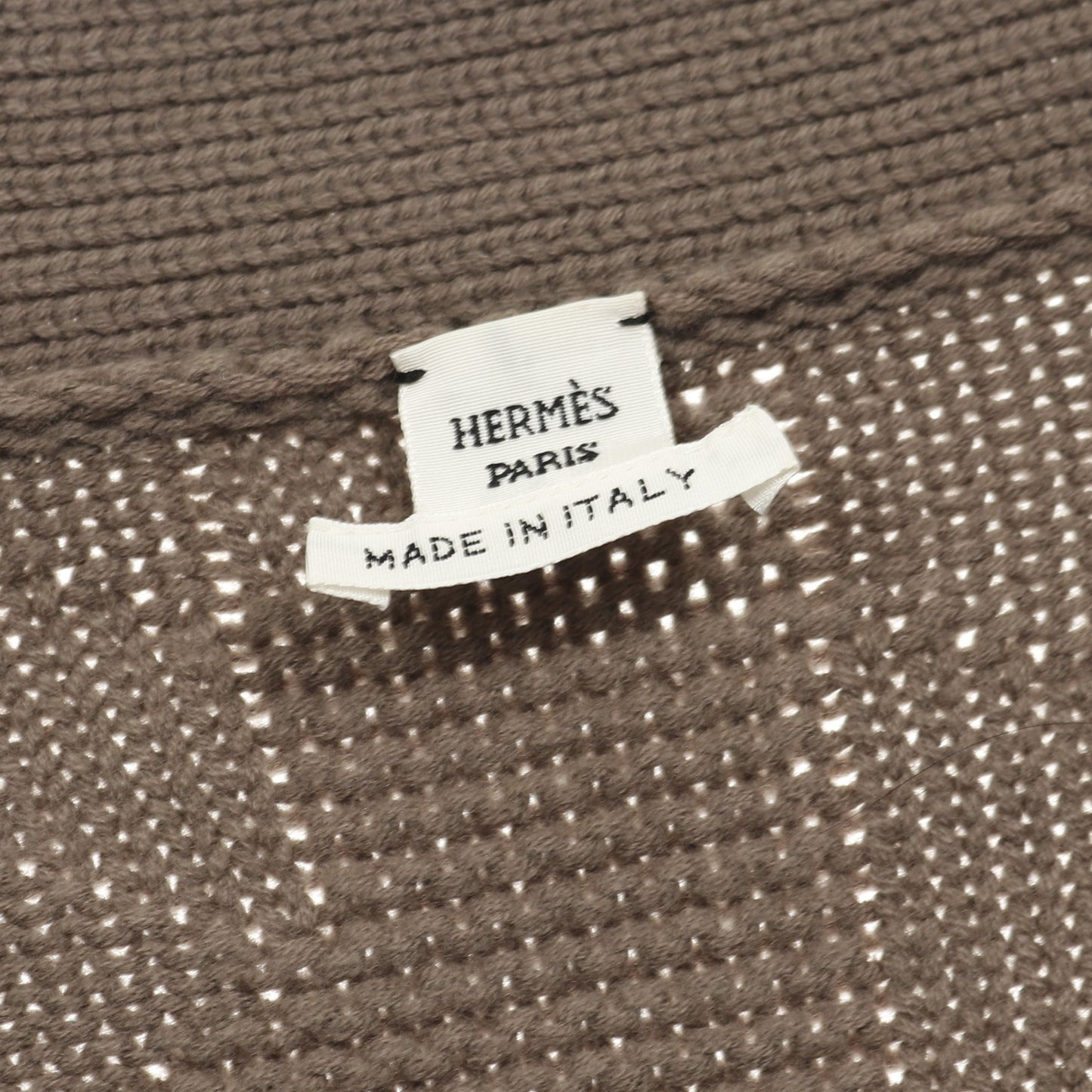 Hモチーフ カーディガン Vネック ウール グレーブラウン エルメス トップス HERMES