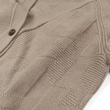 Hモチーフ カーディガン Vネック ウール グレーブラウン エルメス トップス HERMES