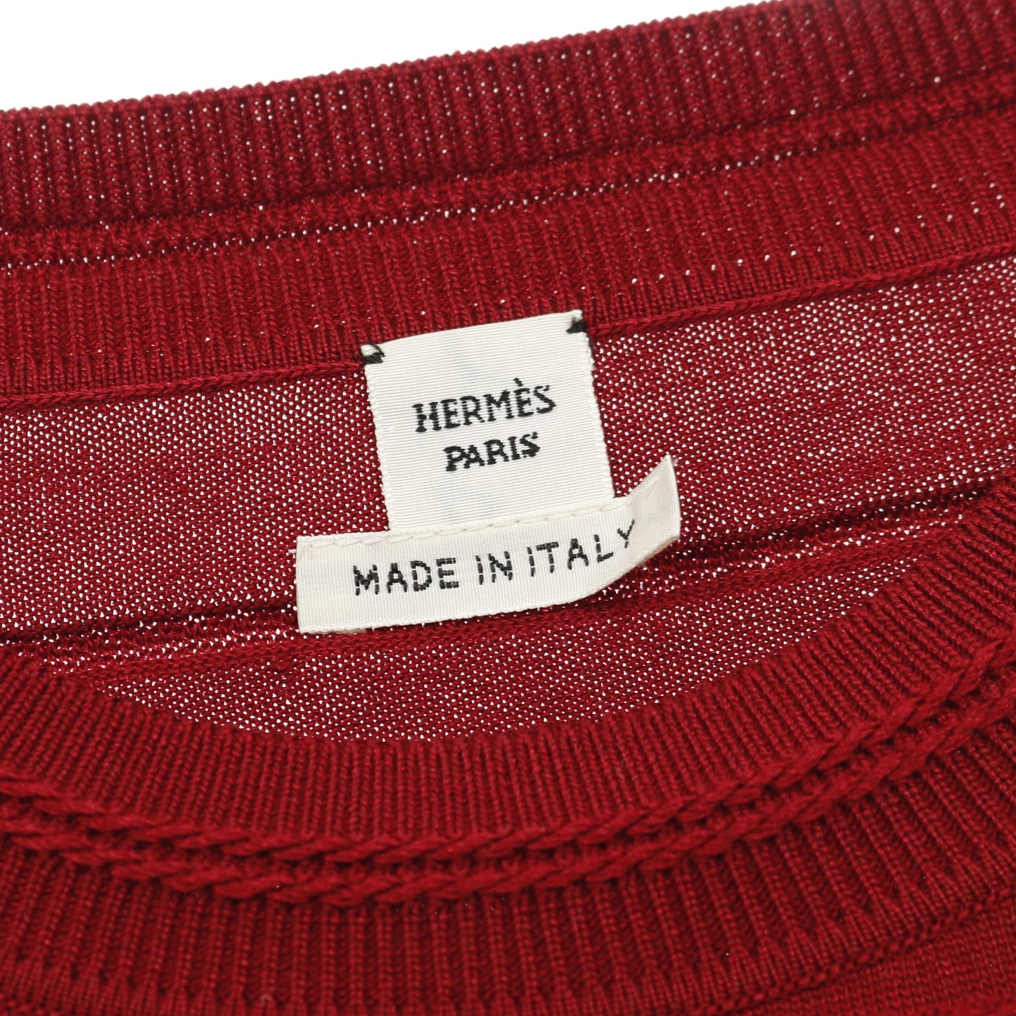 シェーヌダンクル ニット クルーネック シルク レッド エルメス トップス HERMES