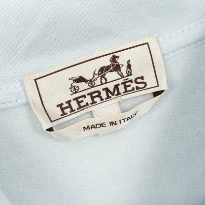 ハーフジップ プルオーバーパーカー コットン ライトブルー エルメス トップス HERMES