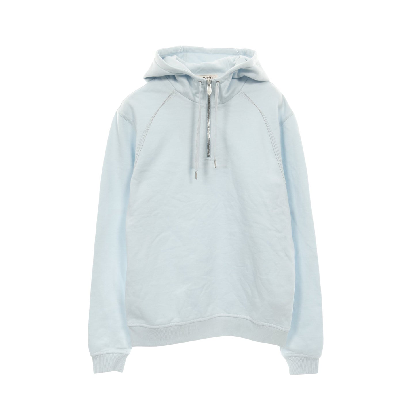 ハーフジップ プルオーバーパーカー コットン ライトブルー エルメス トップス HERMES