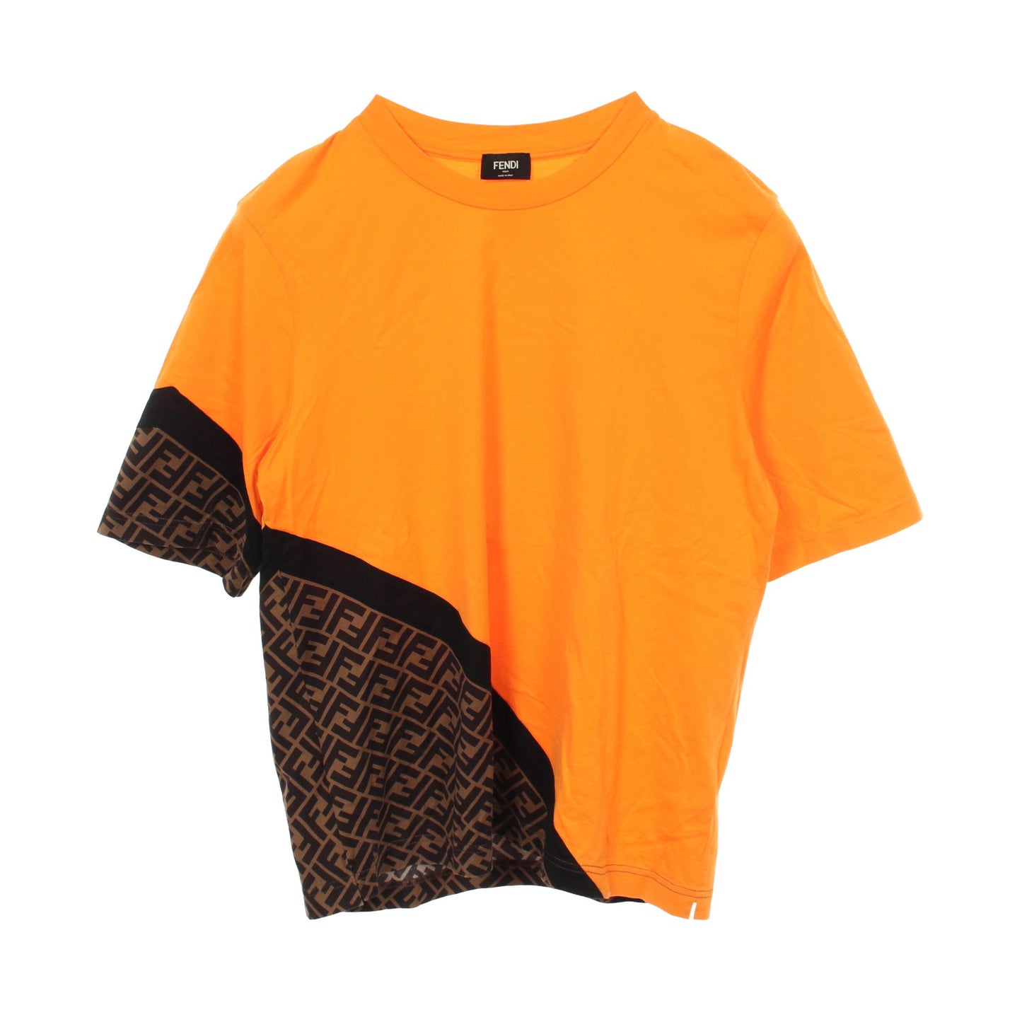 ズッカ 半袖Tシャツ クルーネック コットン オレンジ ブラウン フェンディ トップス FENDI