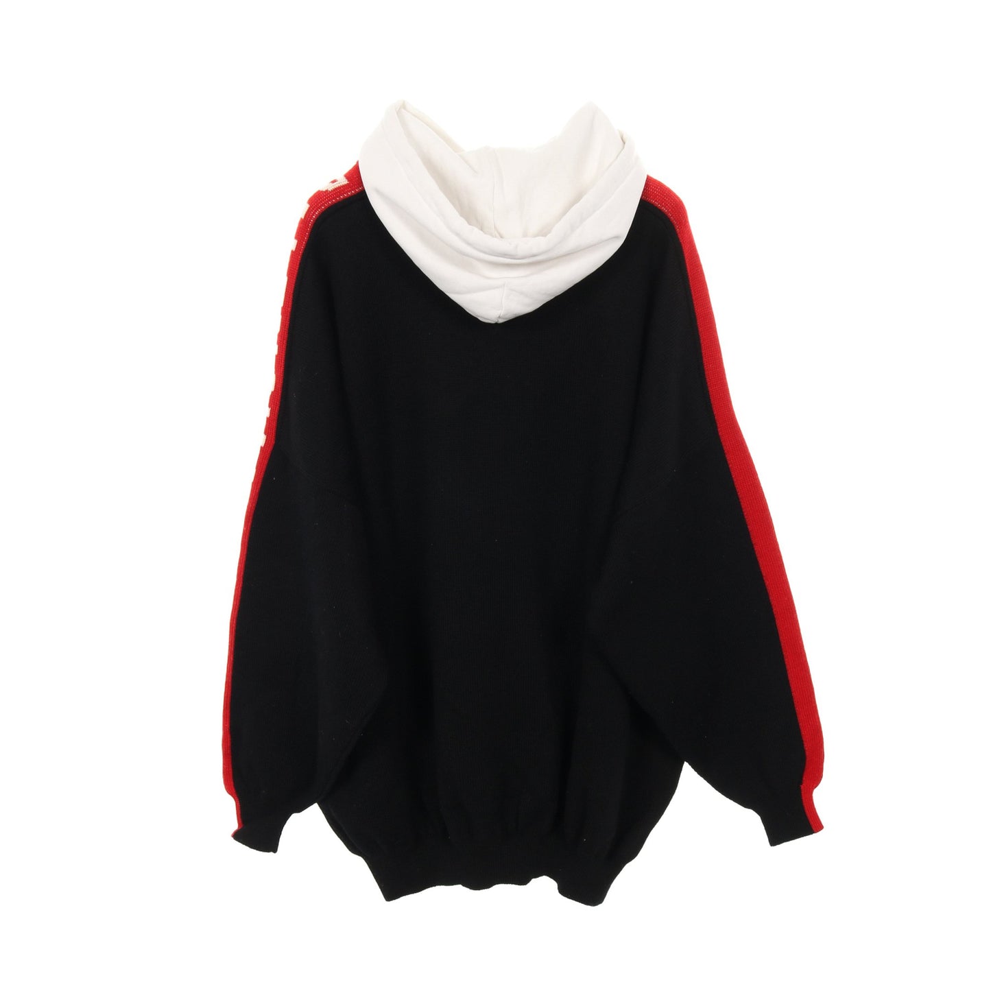 SLEEVE PRIDE HOODIE ニット ウール コットン ブラック レッド ホワイト フード 切替 バレンシアガ トップス BALENCIAGA