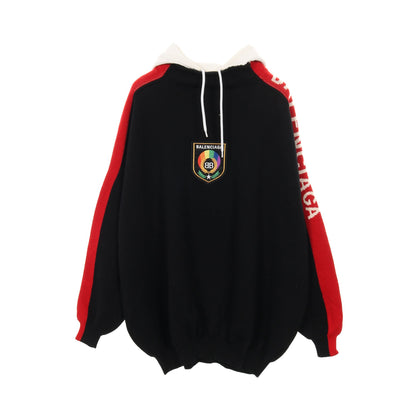SLEEVE PRIDE HOODIE ニット ウール コットン ブラック レッド ホワイト フード 切替 バレンシアガ トップス BALENCIAGA