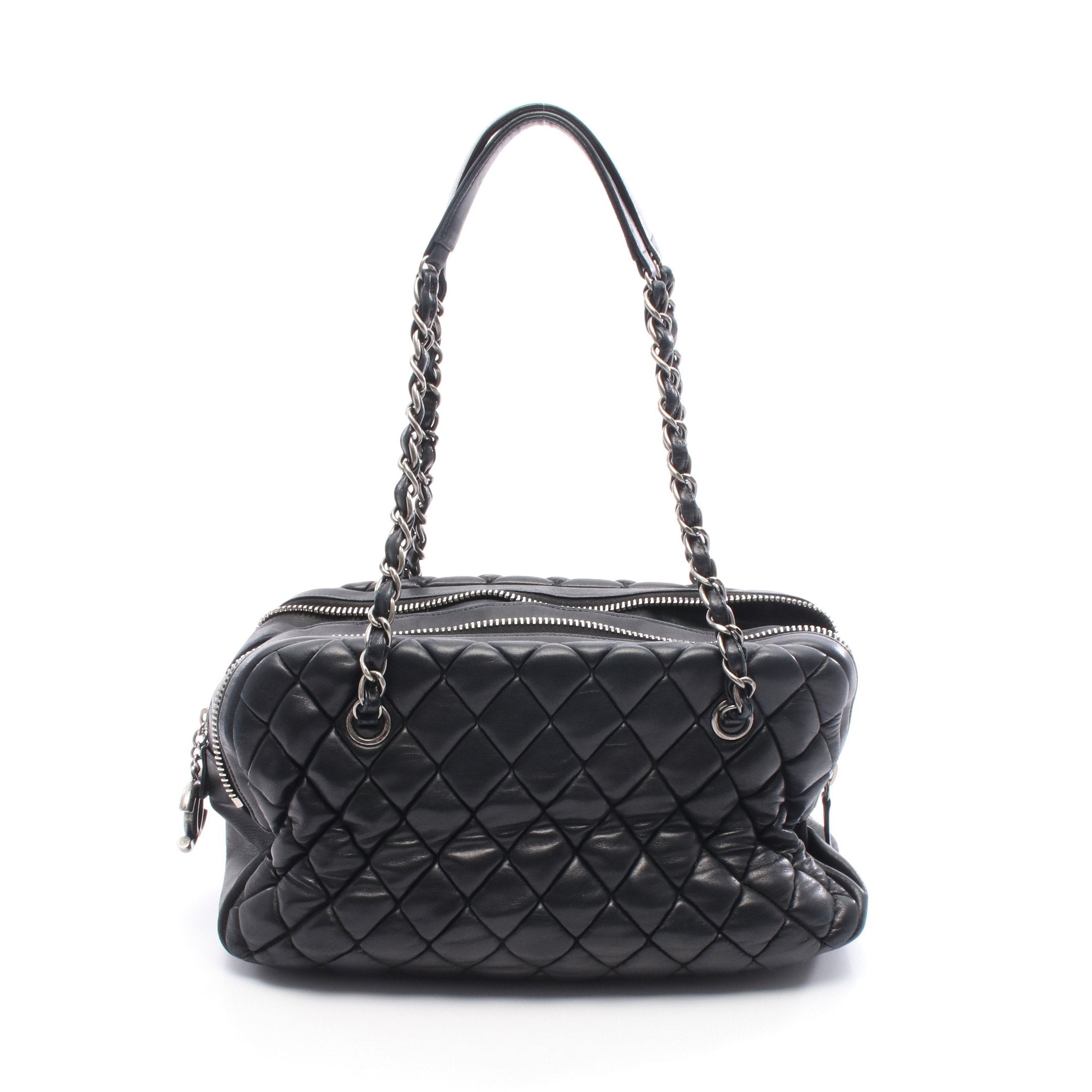 マトラッセ バブルキルト チェーンショルダーバッグ レザー ブラック