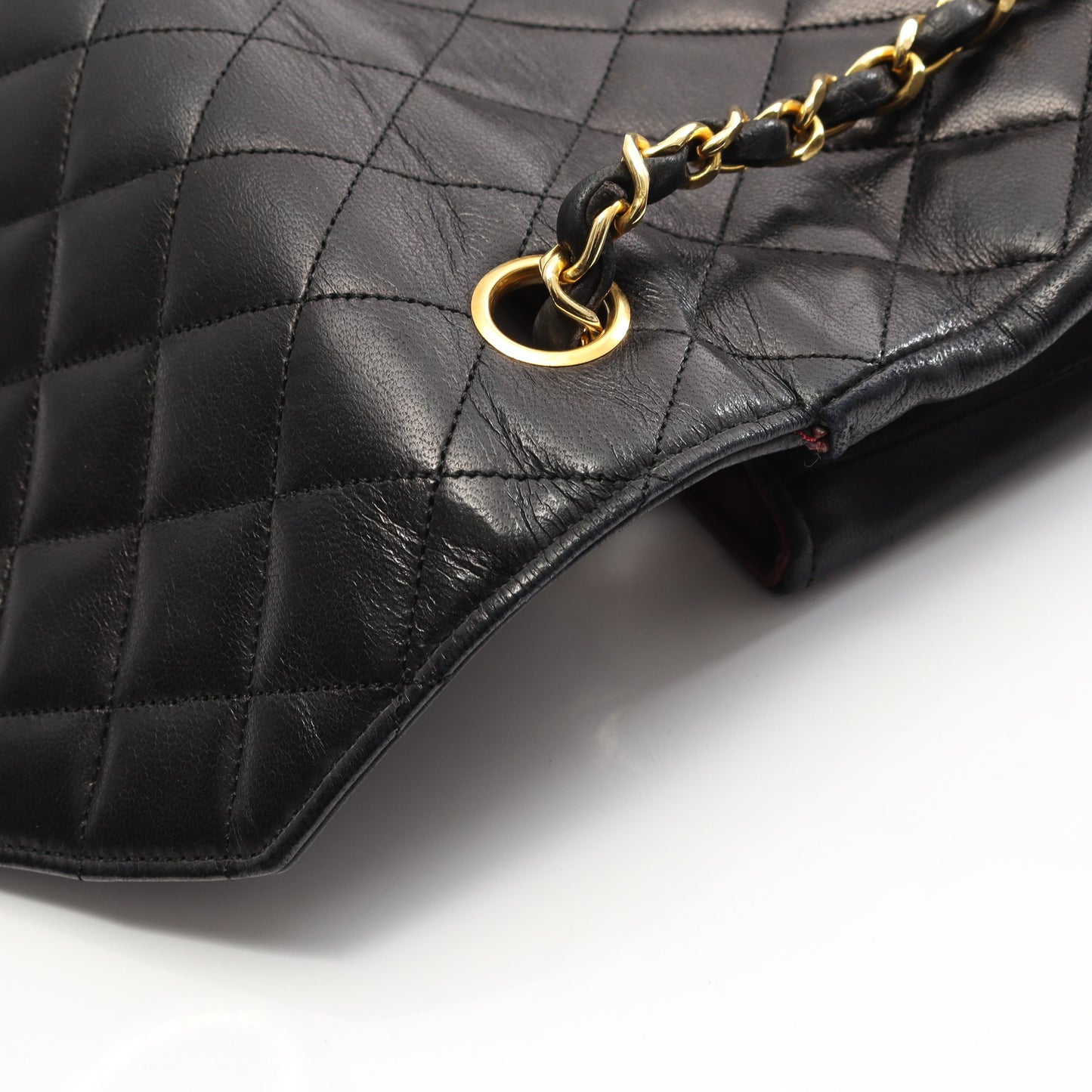 マトラッセ チェーンショルダーバッグ ラムスキン ブラック ゴールド金具 ヴィンテージ シャネル バッグ CHANEL