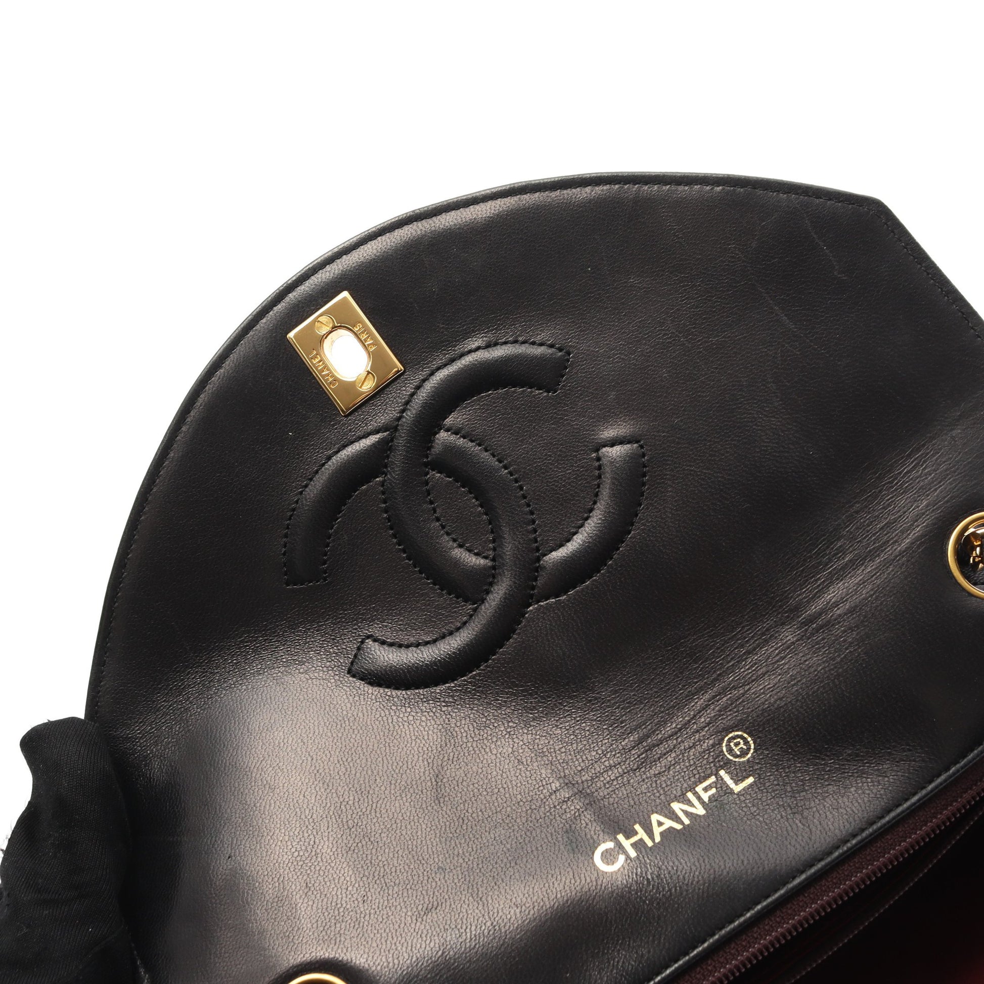 マトラッセ チェーンショルダーバッグ ラムスキン ブラック ゴールド金具 ヴィンテージ シャネル バッグ CHANEL
