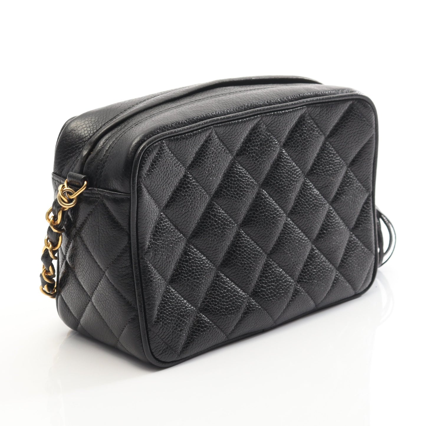 マトラッセ チェーンショルダーバッグ キャビアスキン ブラック ゴールド金具 フリンジ シャネル バッグ CHANEL