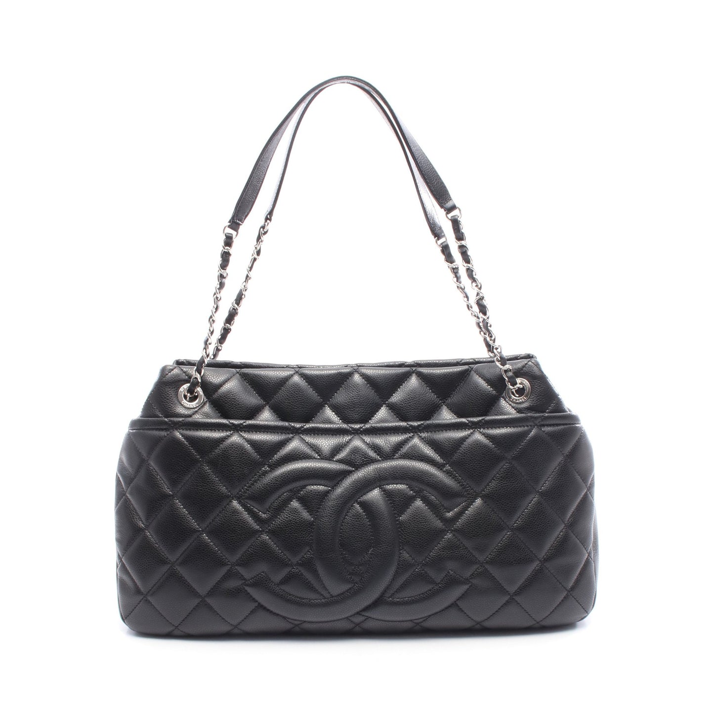 マトラッセ チェーンショルダーバッグ チェーントートバッグ キャビアスキン ブラック シルバー金具 シャネル バッグ CHANEL