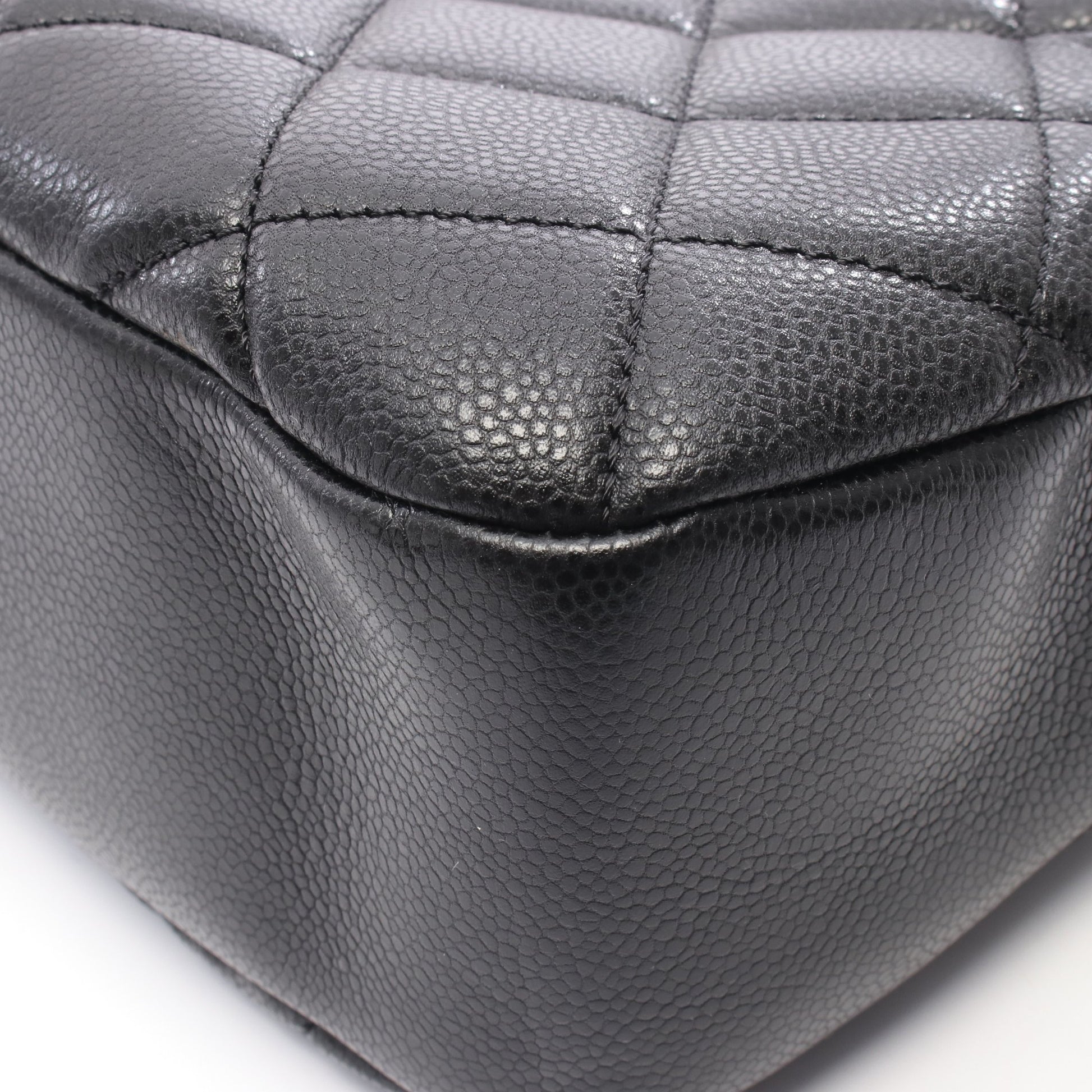 マトラッセ チェーンショルダーバッグ チェーントートバッグ キャビアスキン ブラック シルバー金具 シャネル バッグ CHANEL