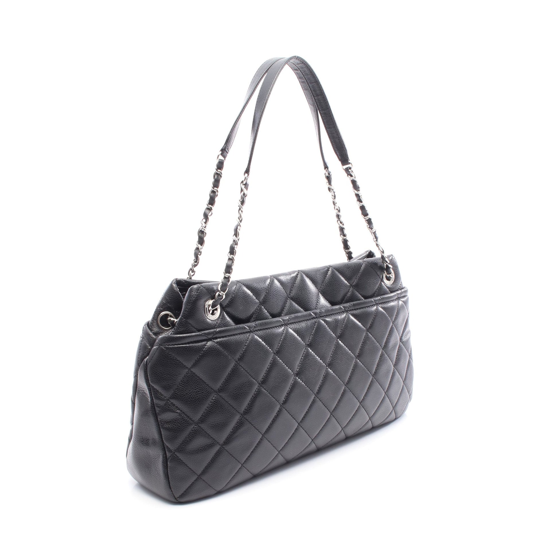 マトラッセ チェーンショルダーバッグ チェーントートバッグ キャビアスキン ブラック シルバー金具 シャネル バッグ CHANEL