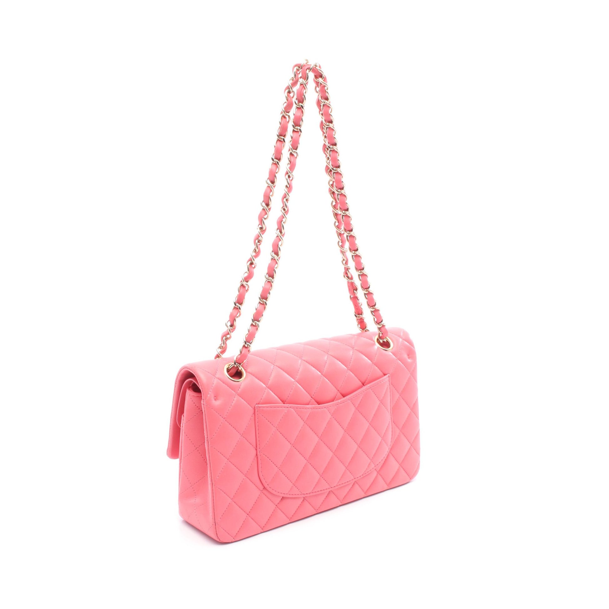 マトラッセ Wフラップ Wチェーンショルダーバッグ ラムスキン ピンク ゴールド金具 シャネル バッグ CHANEL