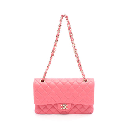マトラッセ Wフラップ Wチェーンショルダーバッグ ラムスキン ピンク ゴールド金具 シャネル バッグ CHANEL