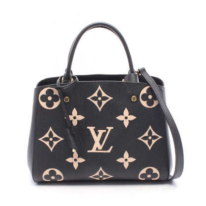 モンテーニュ MM モノグラムアンプラント ハンドバッグ レザー ブラック ベージュ 2WAY ルイヴィトン バッグ LOUIS VUITTON