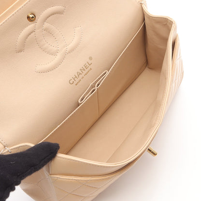 マトラッセ Wフラップ Wチェーンショルダーバッグ ラムスキン ベージュ ゴールド金具 シャネル バッグ CHANEL