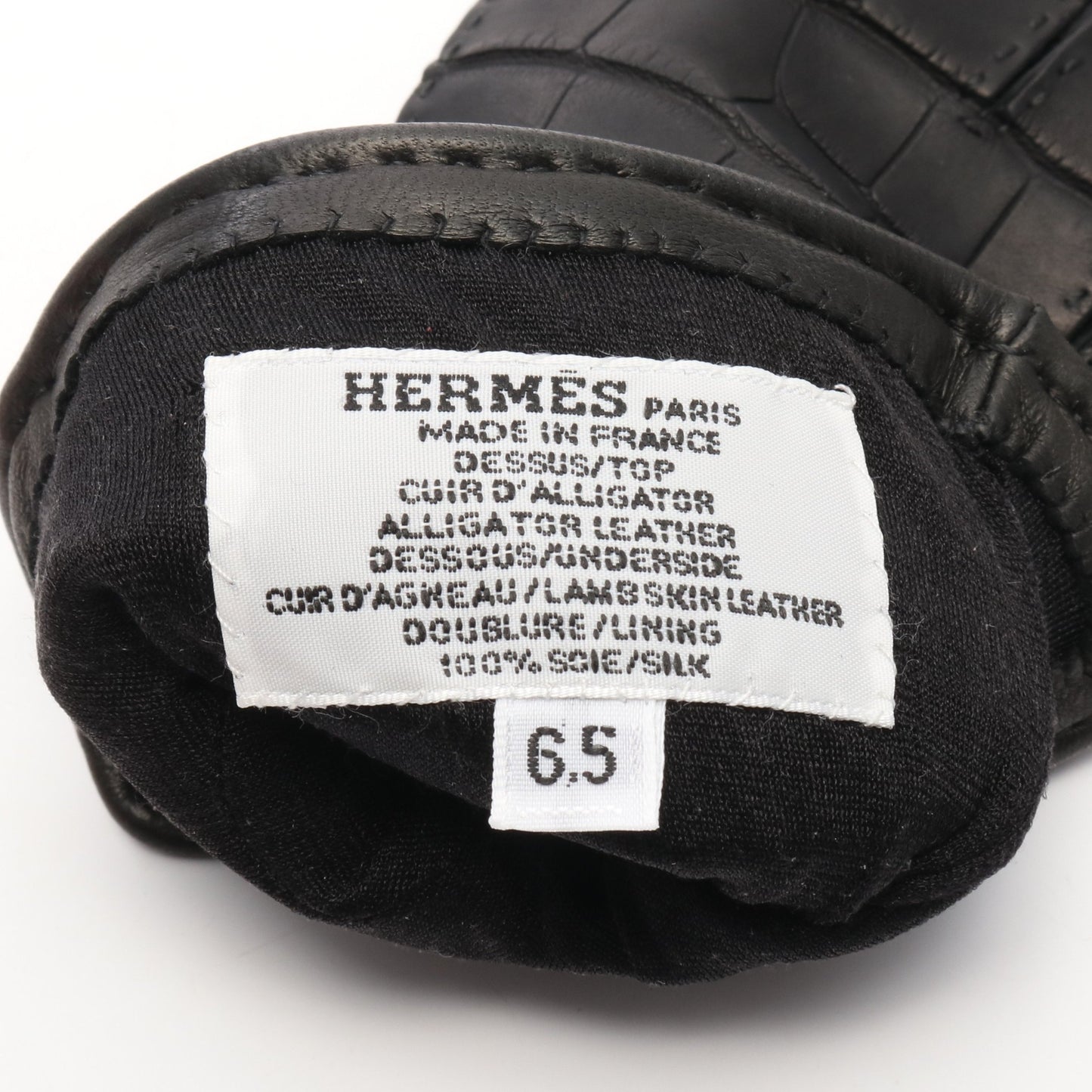 手袋 グローブ アリゲーターマット ブラック ゴールド金具 エルメス 財布・小物 HERMES
