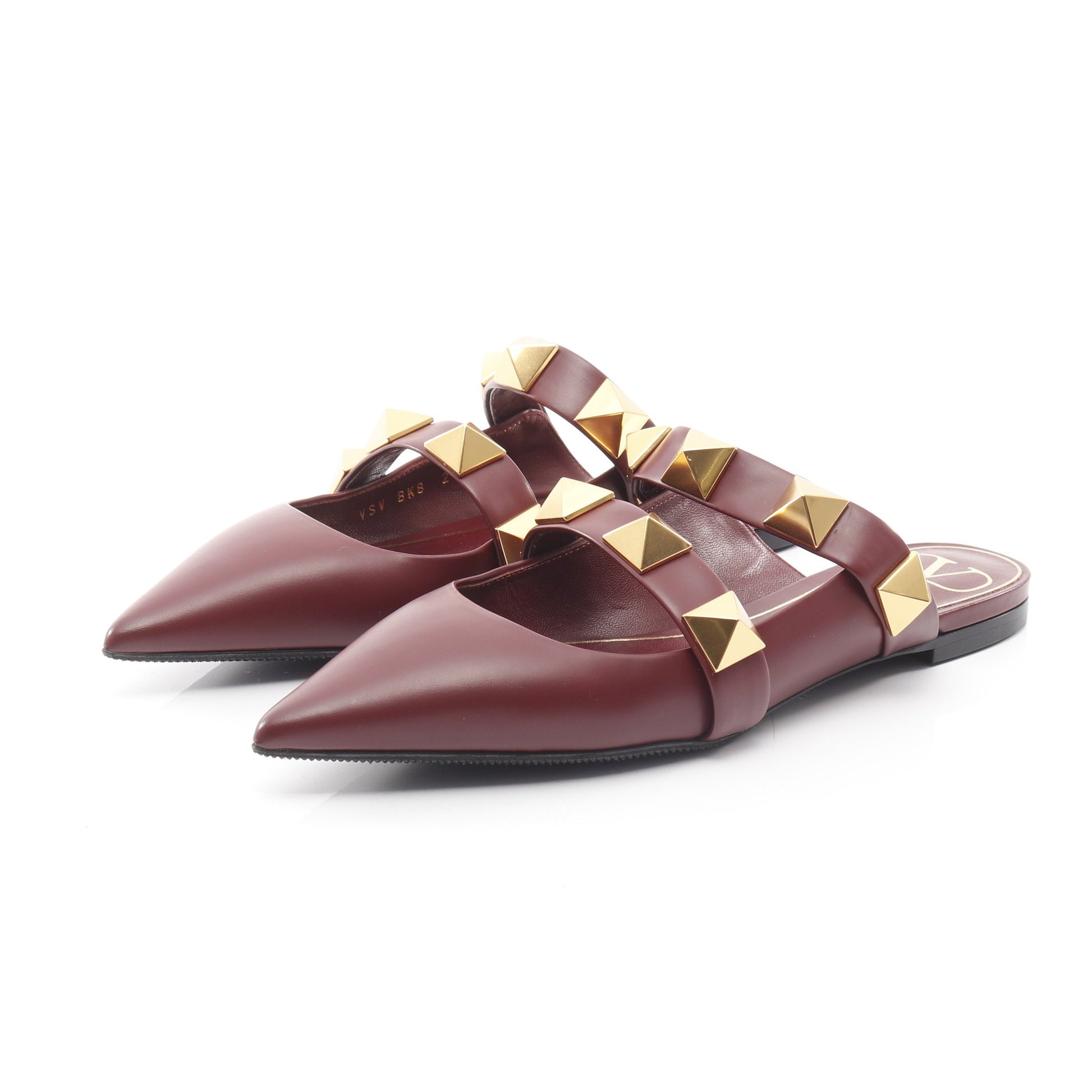 ロックスタッズ ミュール サンダル レザー ボルドー ヴァレンティノガラヴァーニ シューズ VALENTINO GARAVANI