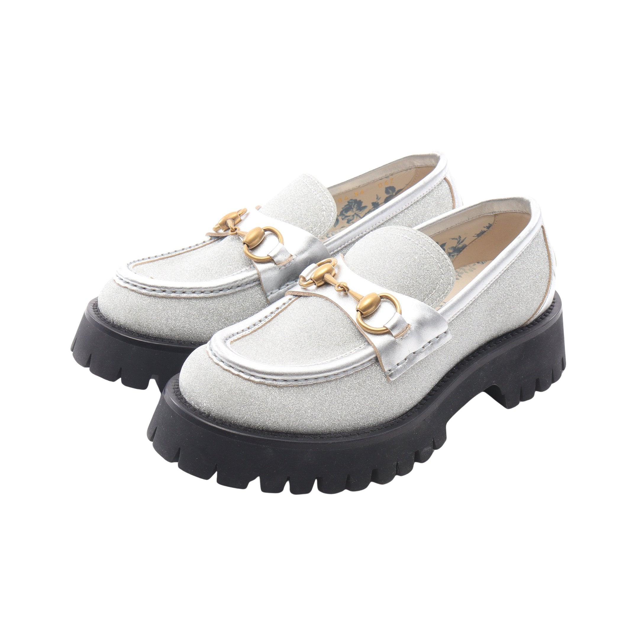 ホースビット BEE ローファー レザー シルバー ラメ グッチ – RECLO