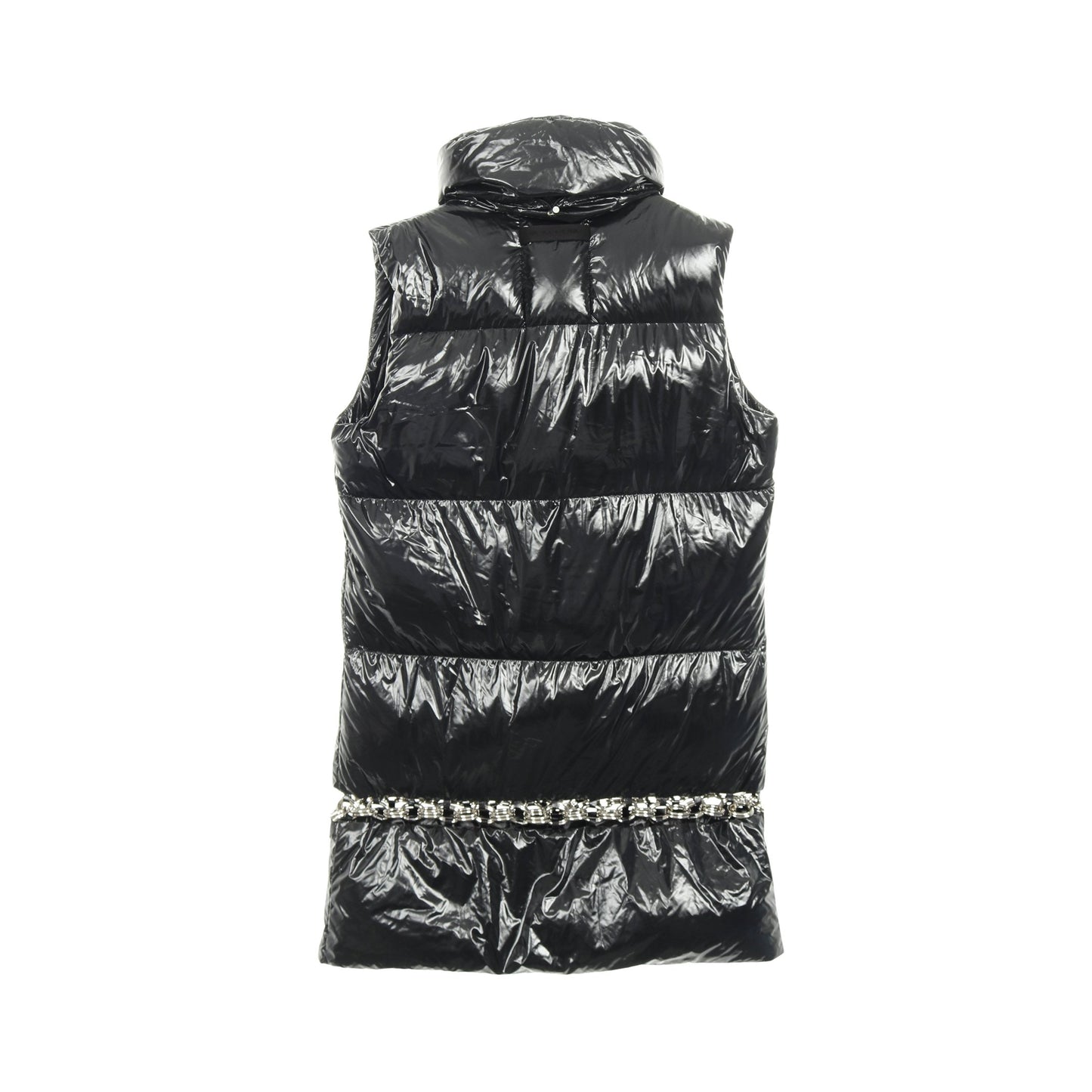 GENIUS 6 1017 ALYX 9SM CARPUS ロング ダウンベスト ノーカラー ナイロン ブラック チェーン モンクレール アウター MONCLER