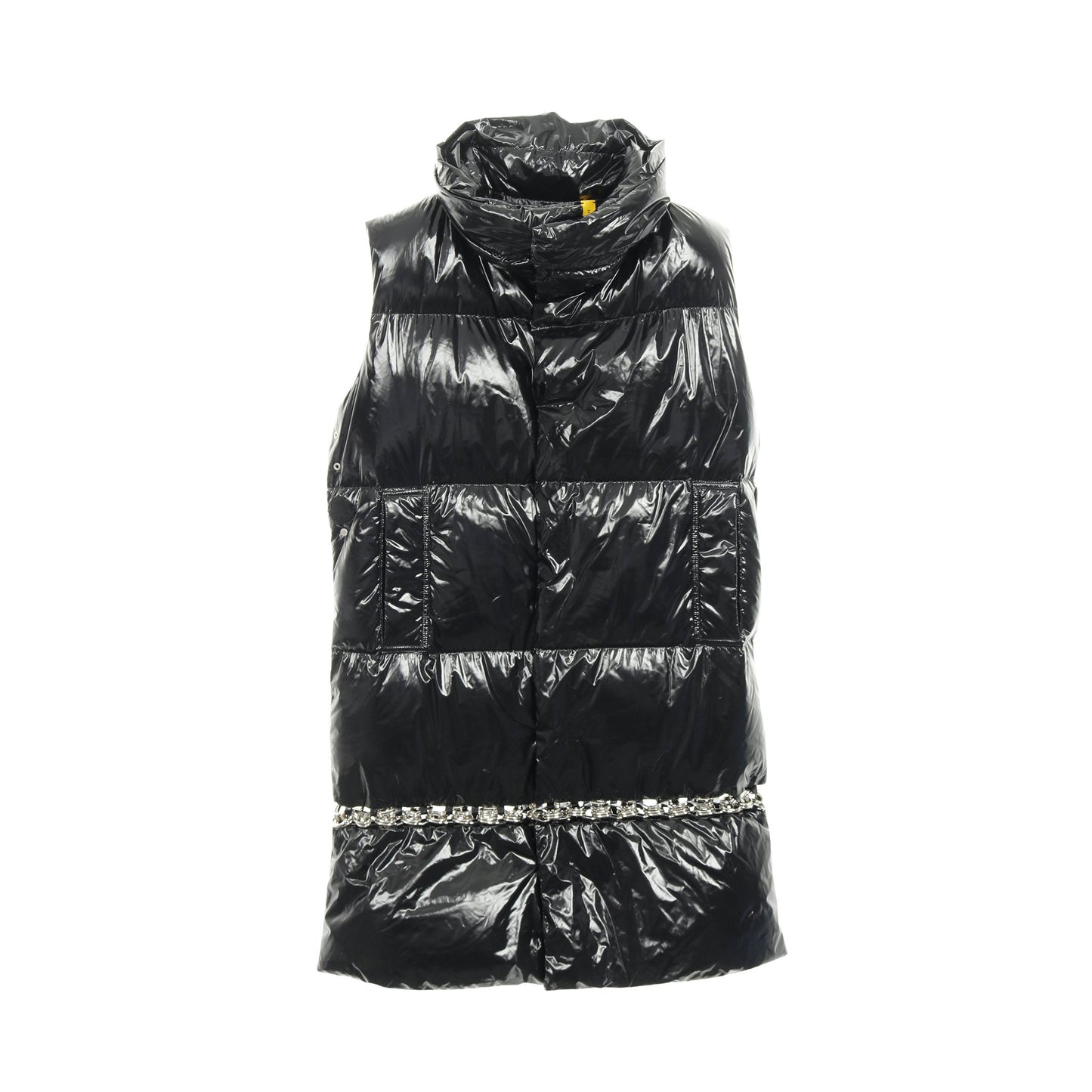 GENIUS 6 1017 ALYX 9SM CARPUS ロング ダウンベスト ノーカラー ナイロン ブラック チェーン モンクレール アウター MONCLER
