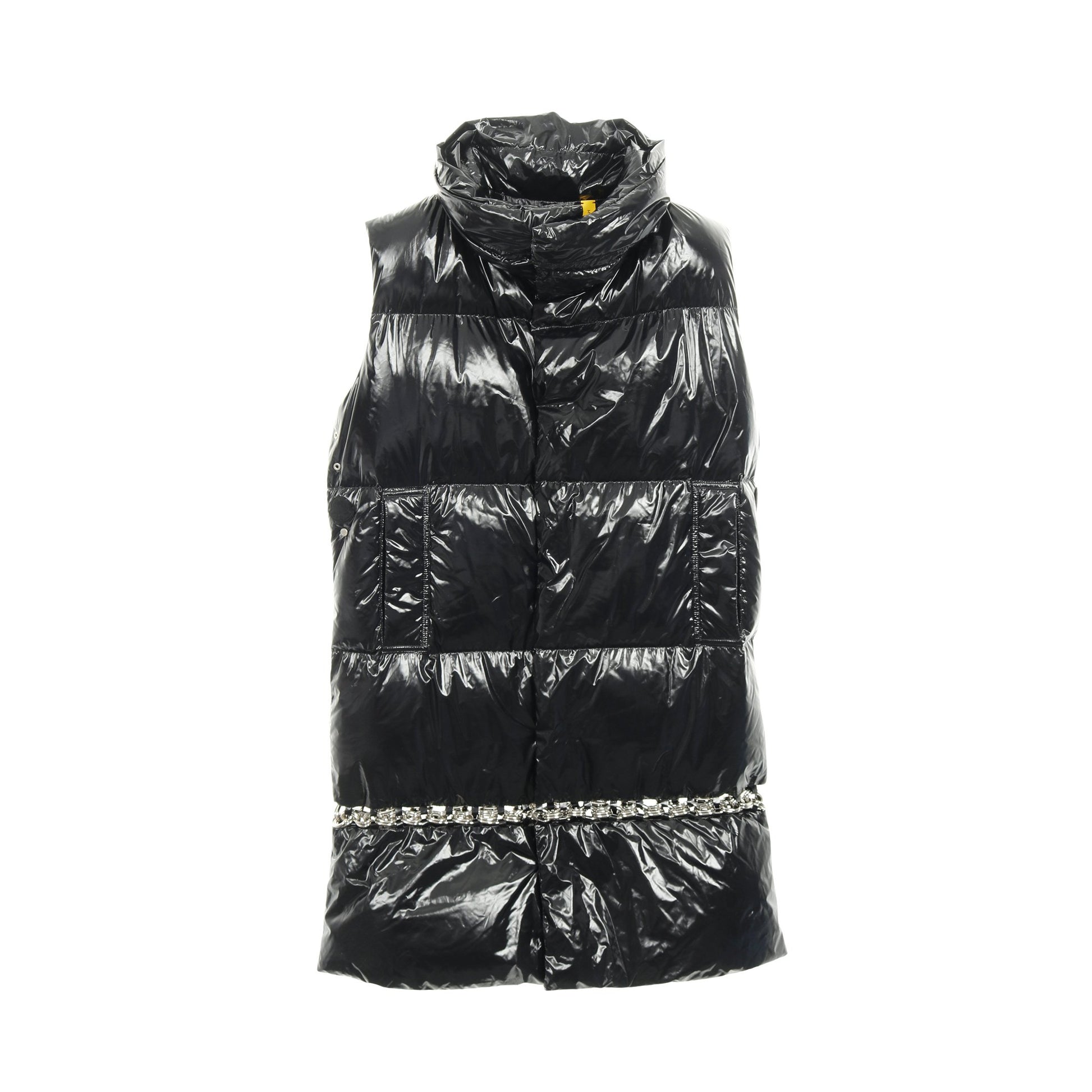 GENIUS 6 1017 ALYX 9SM CARPUS ロング ダウンベスト ノーカラー ナイロン ブラック チェーン モンクレール アウター MONCLER