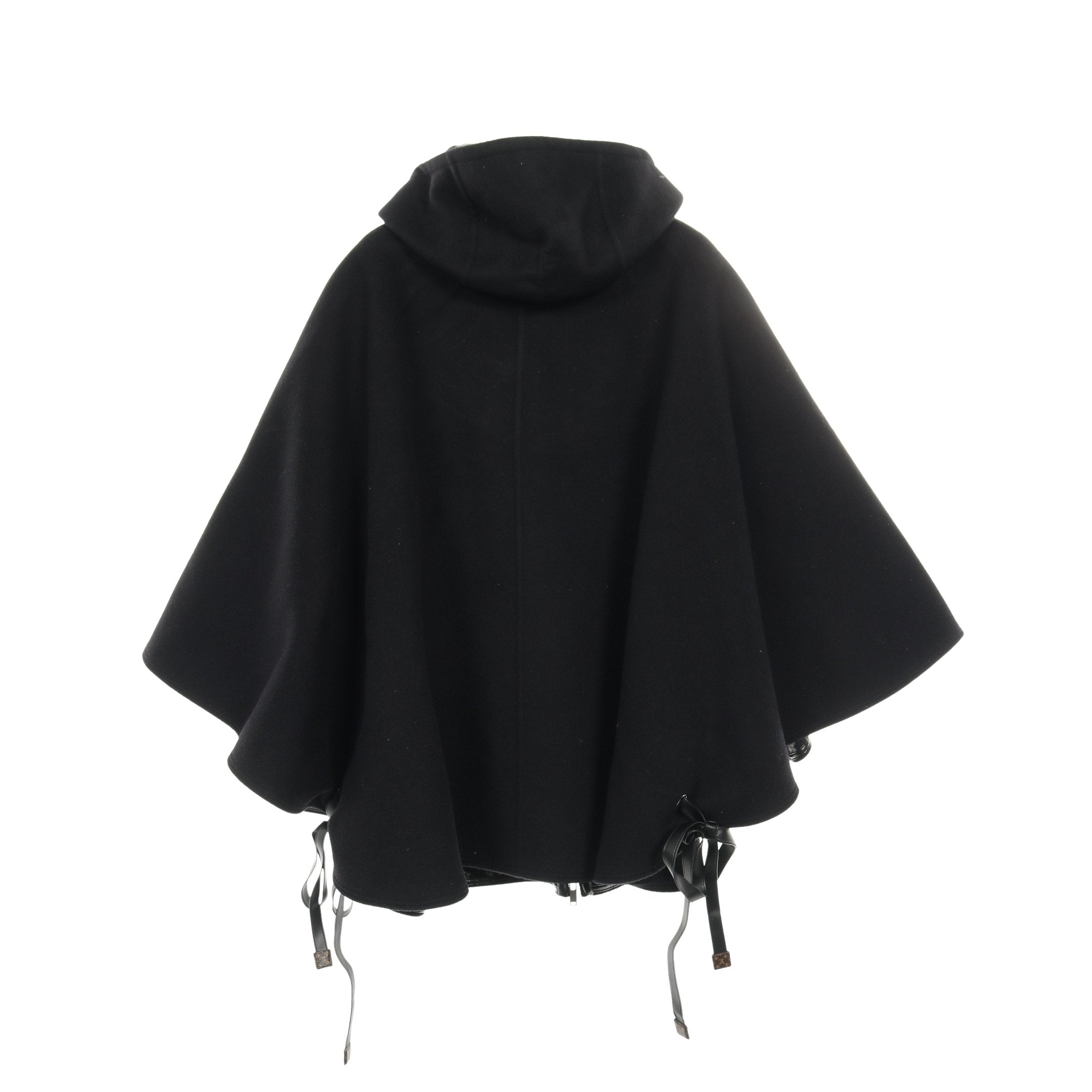 モノグラム ケープ ポンチョ ウール ブラック フード付き ルイヴィトン