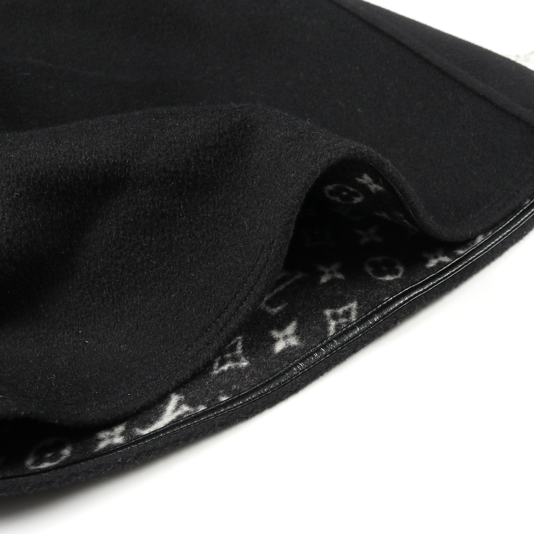 モノグラム ケープ ポンチョ ウール ブラック フード付き ルイヴィトン