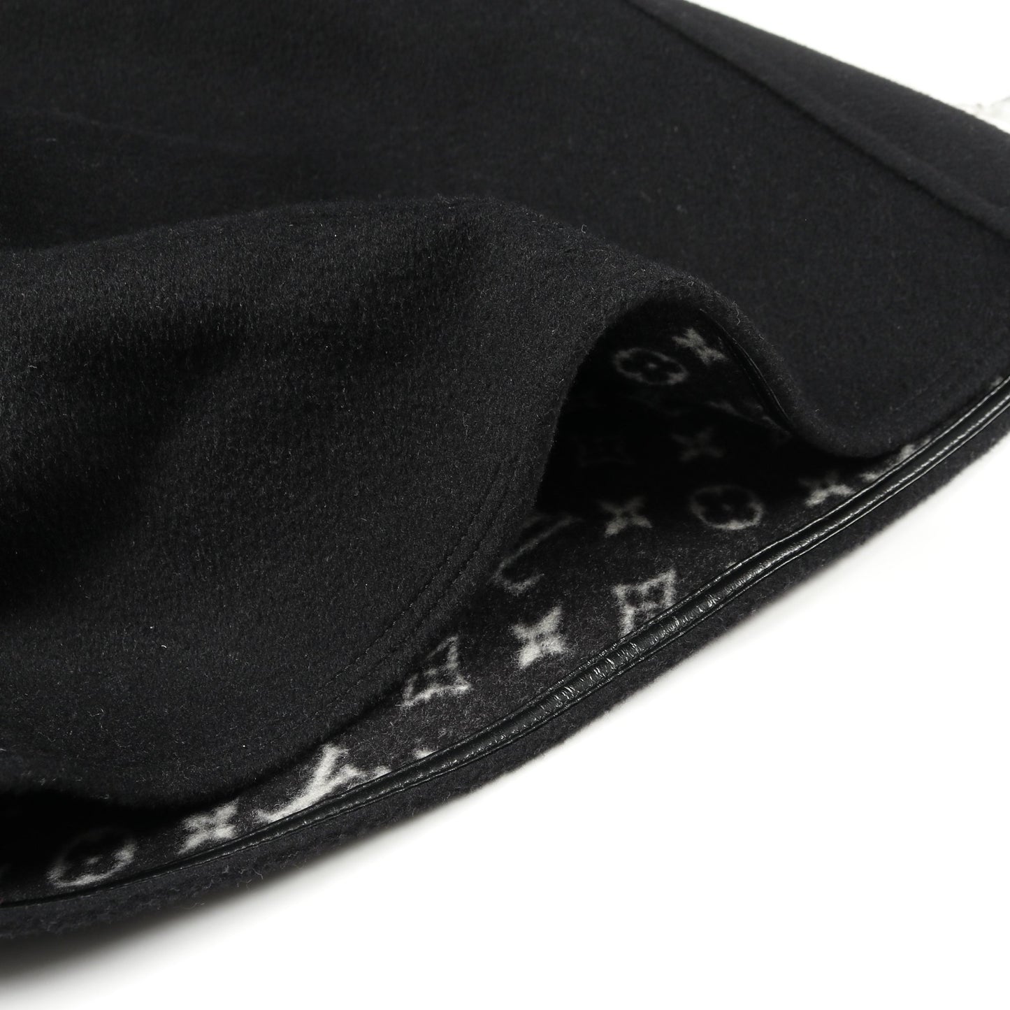 モノグラム ケープ ポンチョ ウール ブラック フード付き ルイヴィトン アウター LOUIS VUITTON