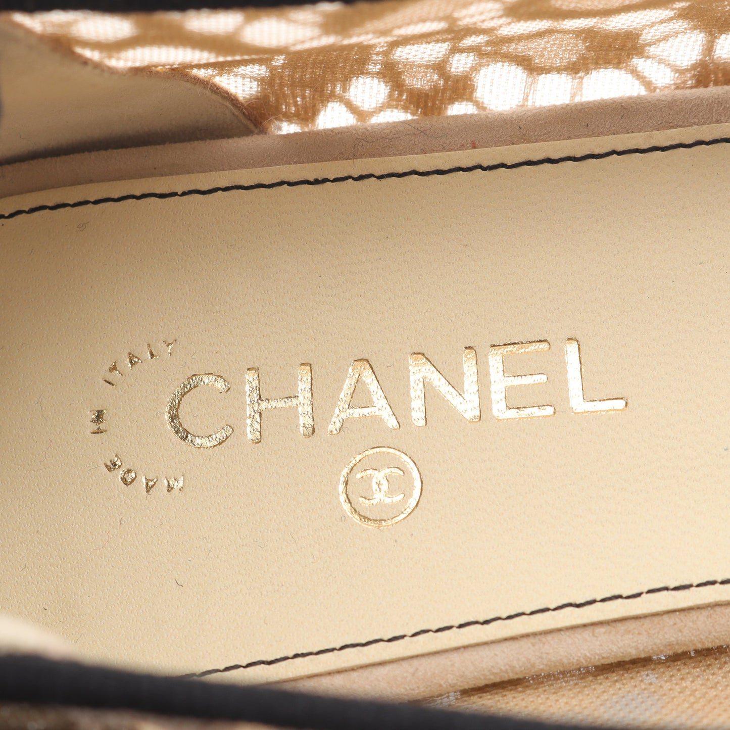 パンプス フラットシューズ ファブリック ベージュ ブラック レース シャネル シューズ CHANEL