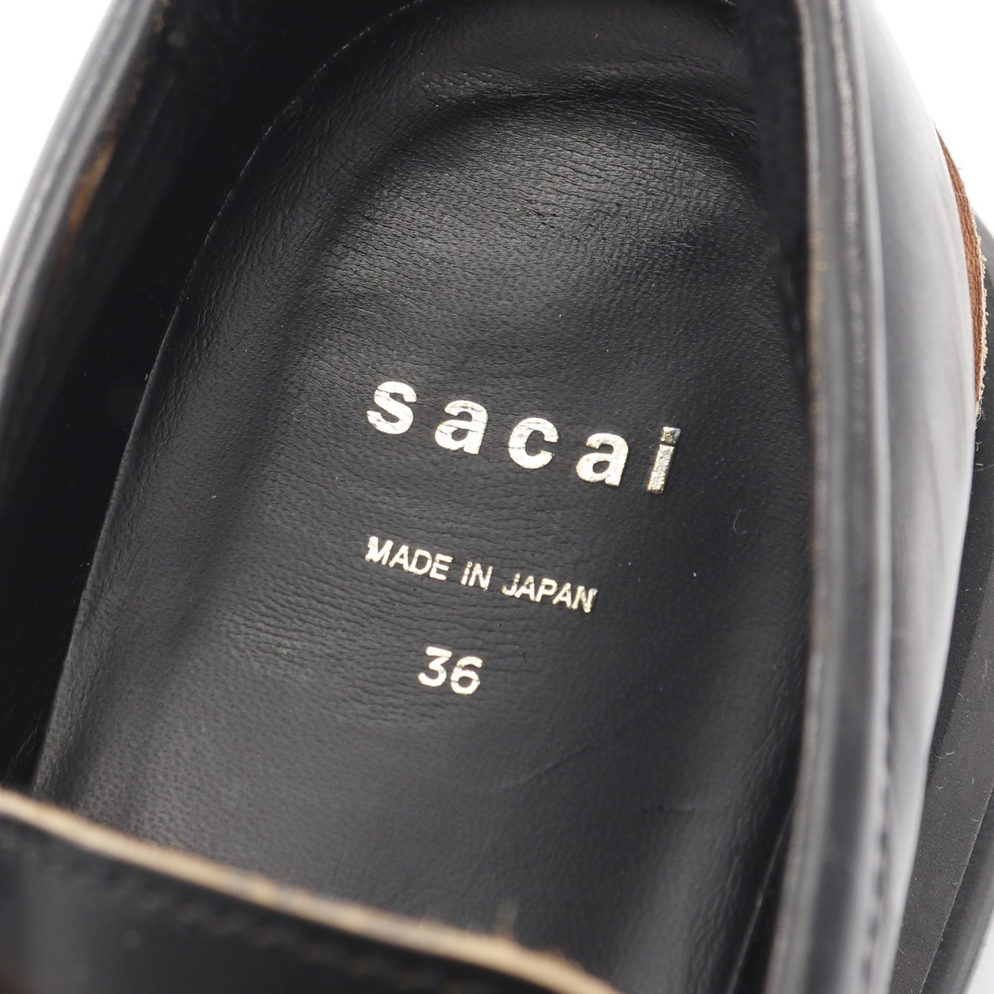 プラットフォーム コイン ローファー レザー ブラック ライトブラウン サカイ シューズ sacai