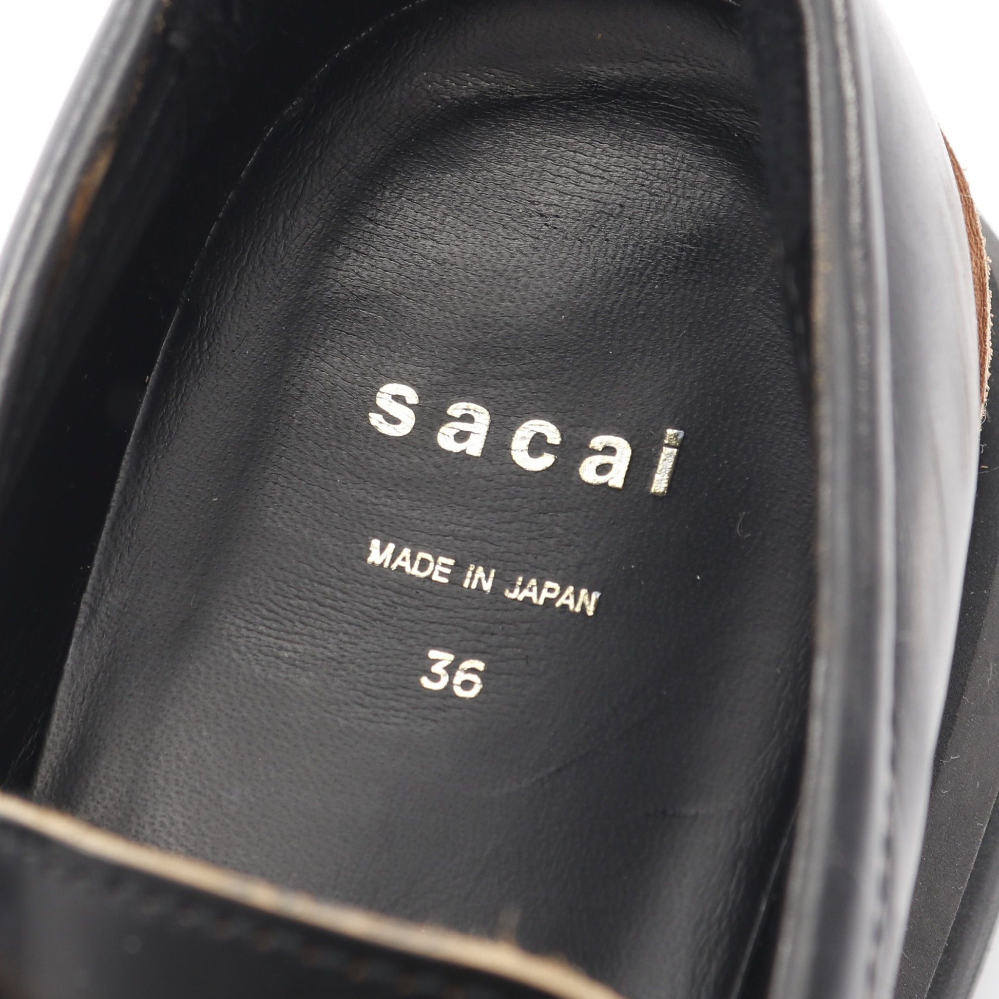 プラットフォーム コイン ローファー レザー ブラック ライトブラウン サカイ シューズ sacai