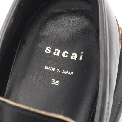 プラットフォーム コイン ローファー レザー ブラック ライトブラウン サカイ シューズ sacai