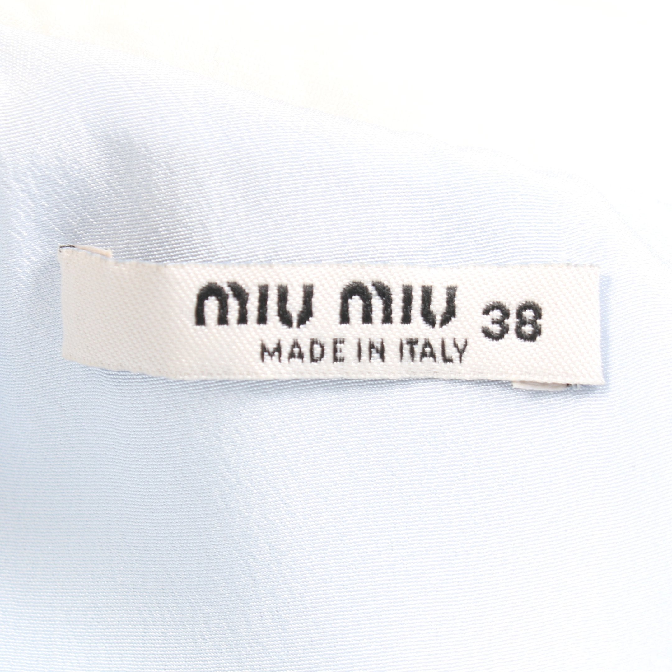 miu miu 襟付きワンピース ワンピース ビスコース ライトブルー ホワイト 襟付き ミュウミュウ