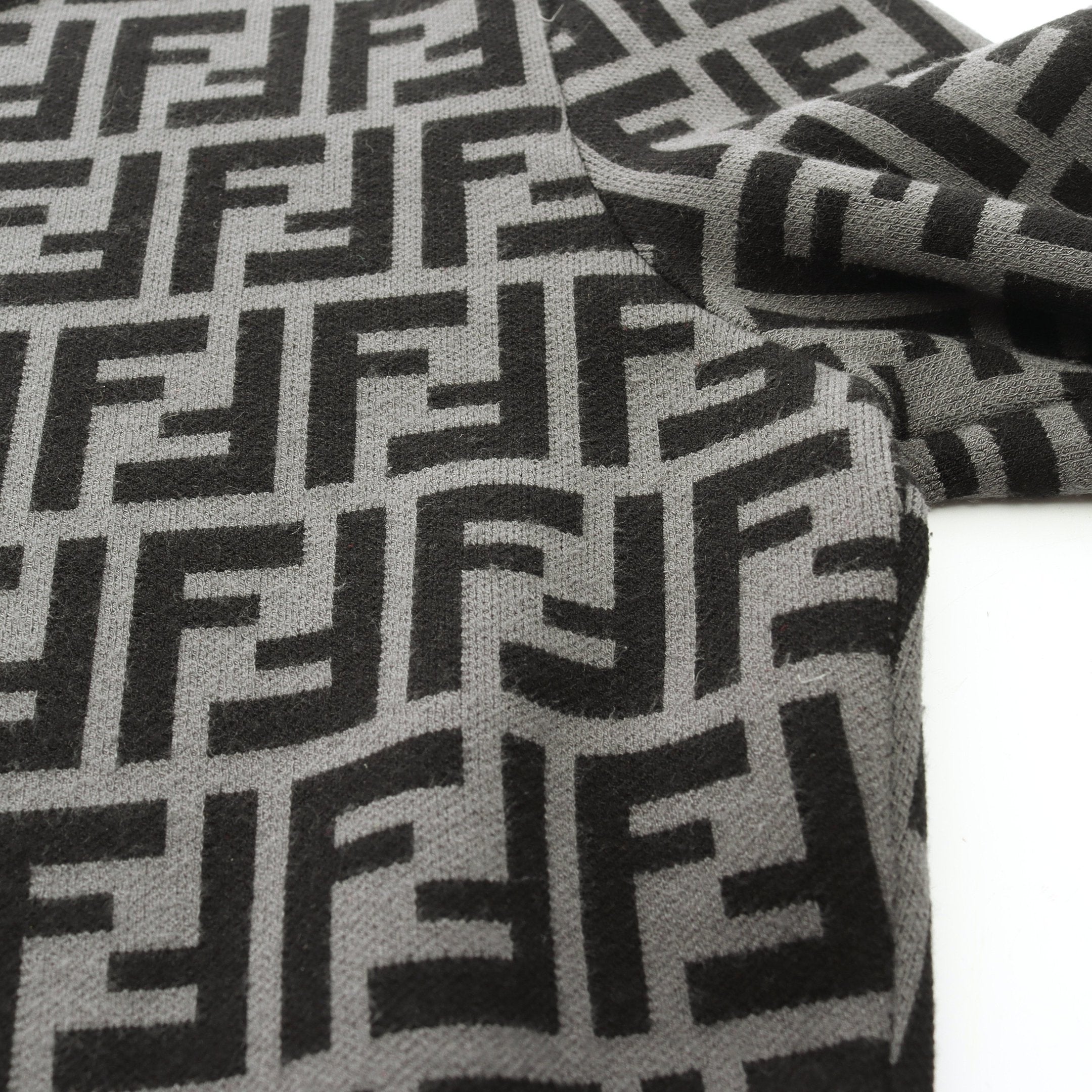 ズッカ柄 ニットワンピース 半袖 ビスコース グレー ブラック