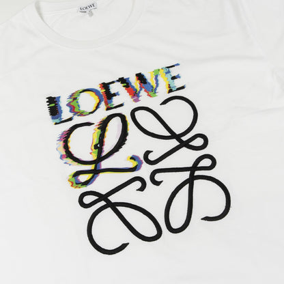 グリッチ アナグラム Tシャツ ロゴ刺繍 コットン ホワイト マルチカラー ロエベ トップス LOEWE