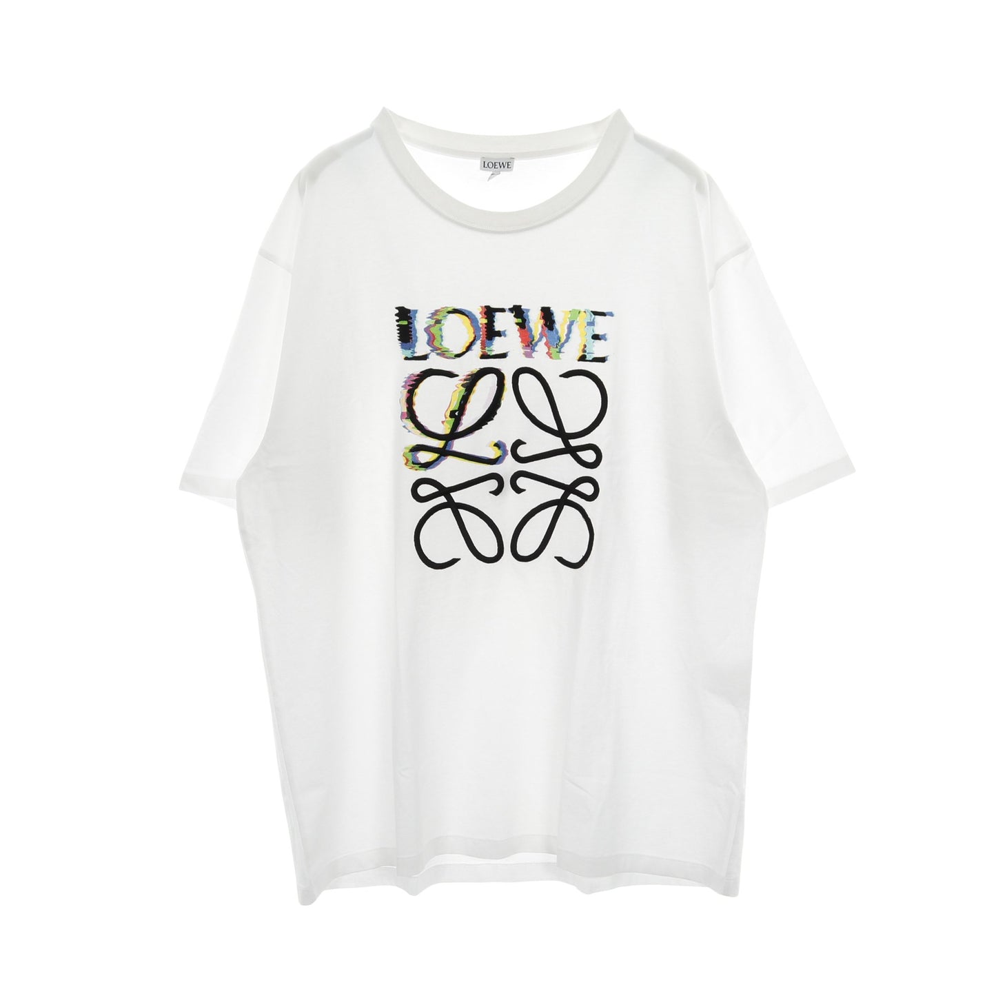 グリッチ アナグラム Tシャツ ロゴ刺繍 コットン ホワイト マルチカラー ロエベ トップス LOEWE