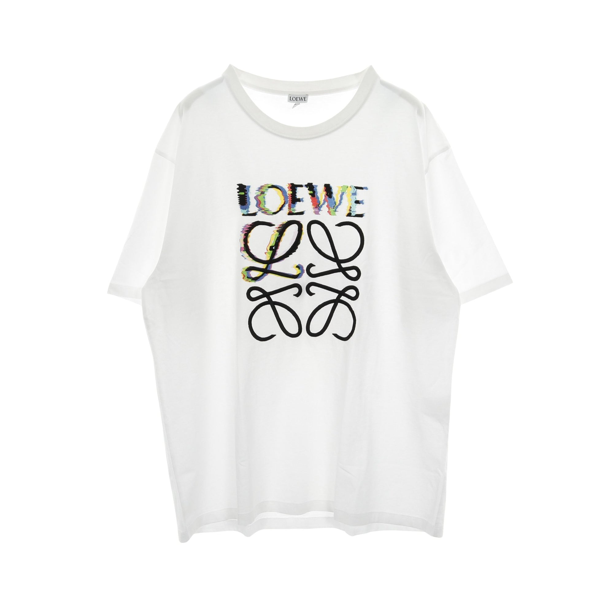 グリッチ アナグラム Tシャツ ロゴ刺繍 コットン ホワイト マルチカラー ロエベ トップス LOEWE