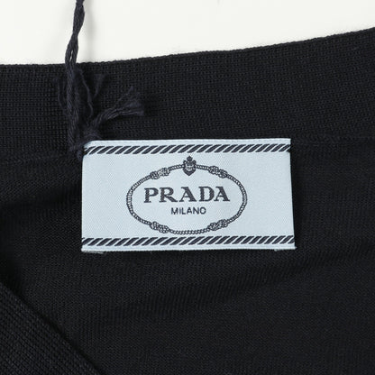 カーディガン Vネック ウール ネイビー プラダ トップス PRADA