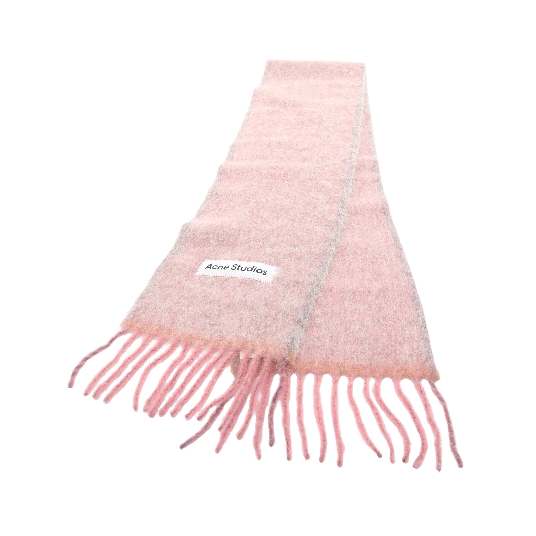 マフラー アルパカ ウール ナイロン モヘヤ ピンク グレー アクネ