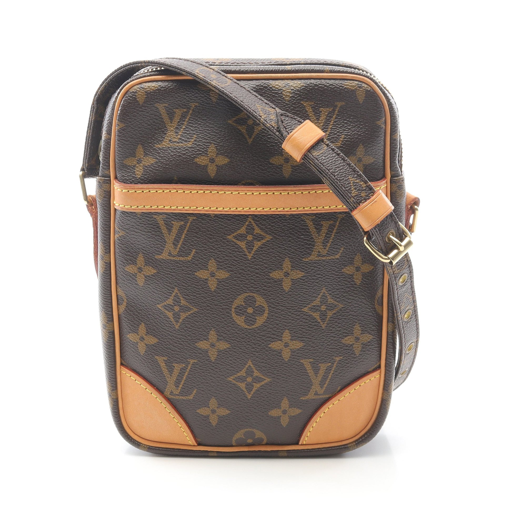 ダヌーブ モノグラム ショルダーバッグ PVC レザー ブラウン ルイヴィトン バッグ LOUIS VUITTON